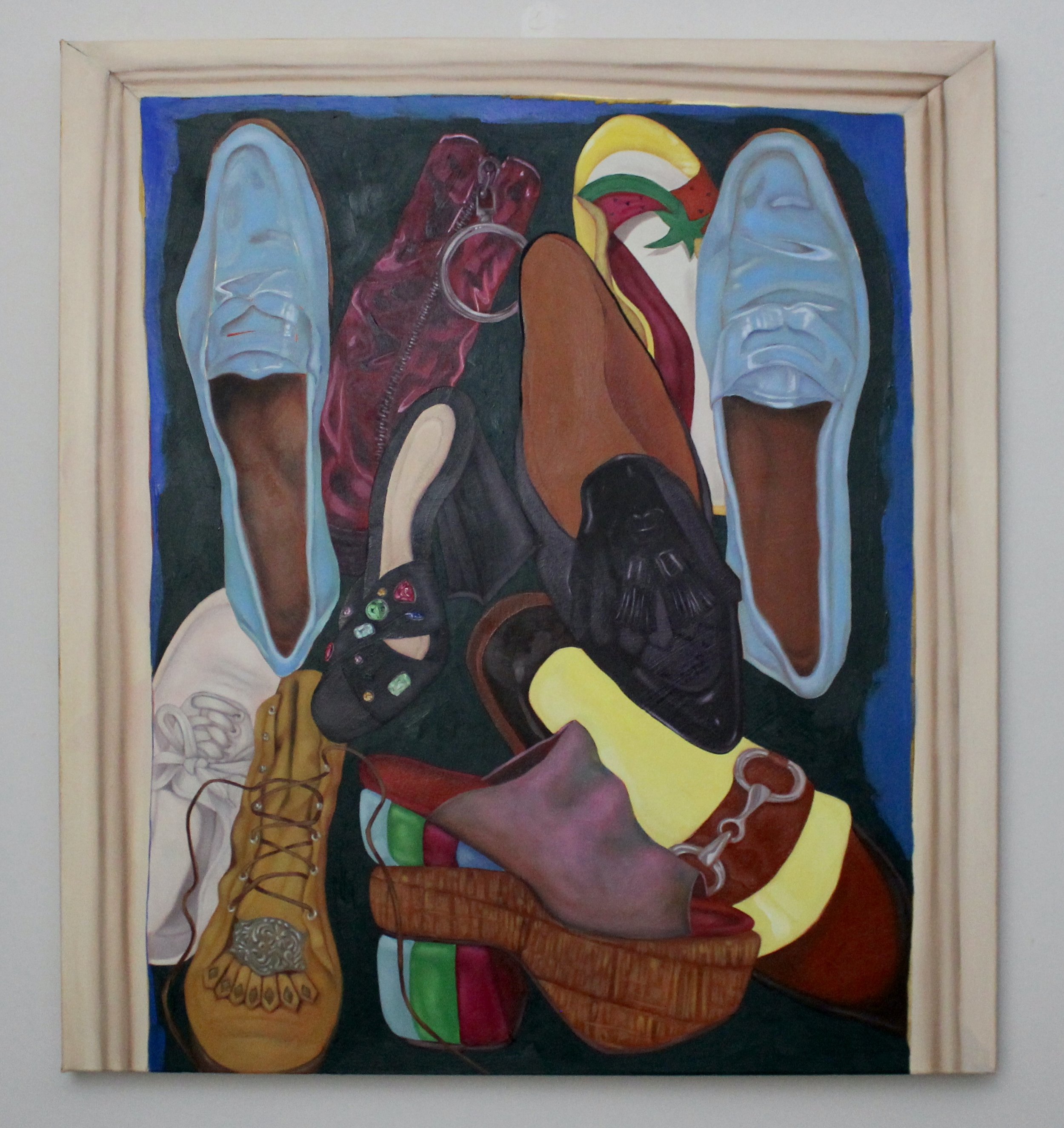  Sum of Parts (shoes in closet)  2024  oil on canvas  40 x 36” 