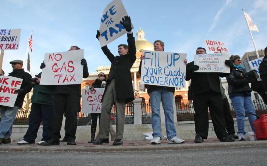 Gas tax protesters in Boston. Photo from Boston.com .