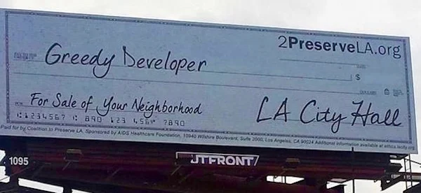 Billboard paid for by the Coalition to Preserve LA, the anti-growth organization backing the Neighborhood Integrity Initiative.