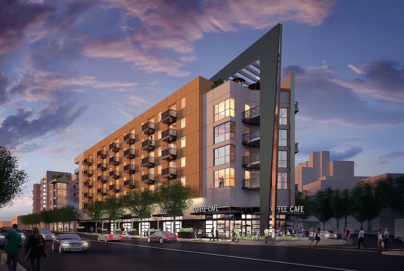 Rendering of TCA Architect’s Camden Glendale apartments, which received a 32.5% density bonus in exchange for building a number of affordable units.