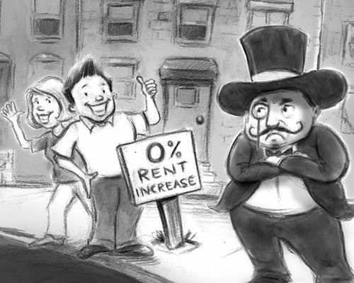 The simple terms in which some people view rent stabilization. Win for renters, loss for greedy landlords!