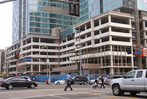 An especially heinous parking podium at the corner of Wilshire and Vermont.
