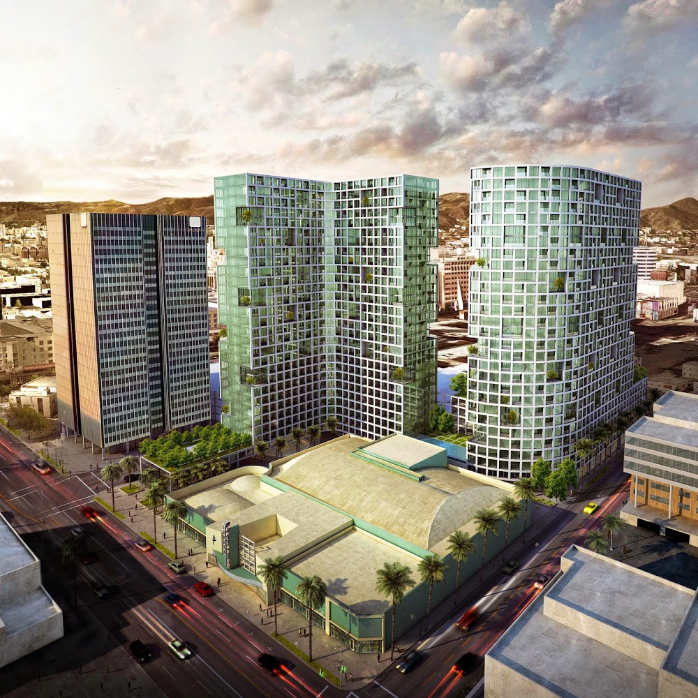 Mr. Weinstein works in the tall building to the left, but is arguing that the two new towers in the middle and on the right are "out of scale" with the neighborhood.