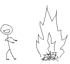 Seb lighting a fire