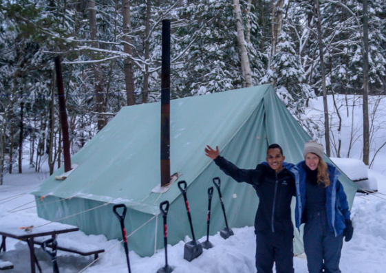 A Prospector Tent fully set up with two stoves. 