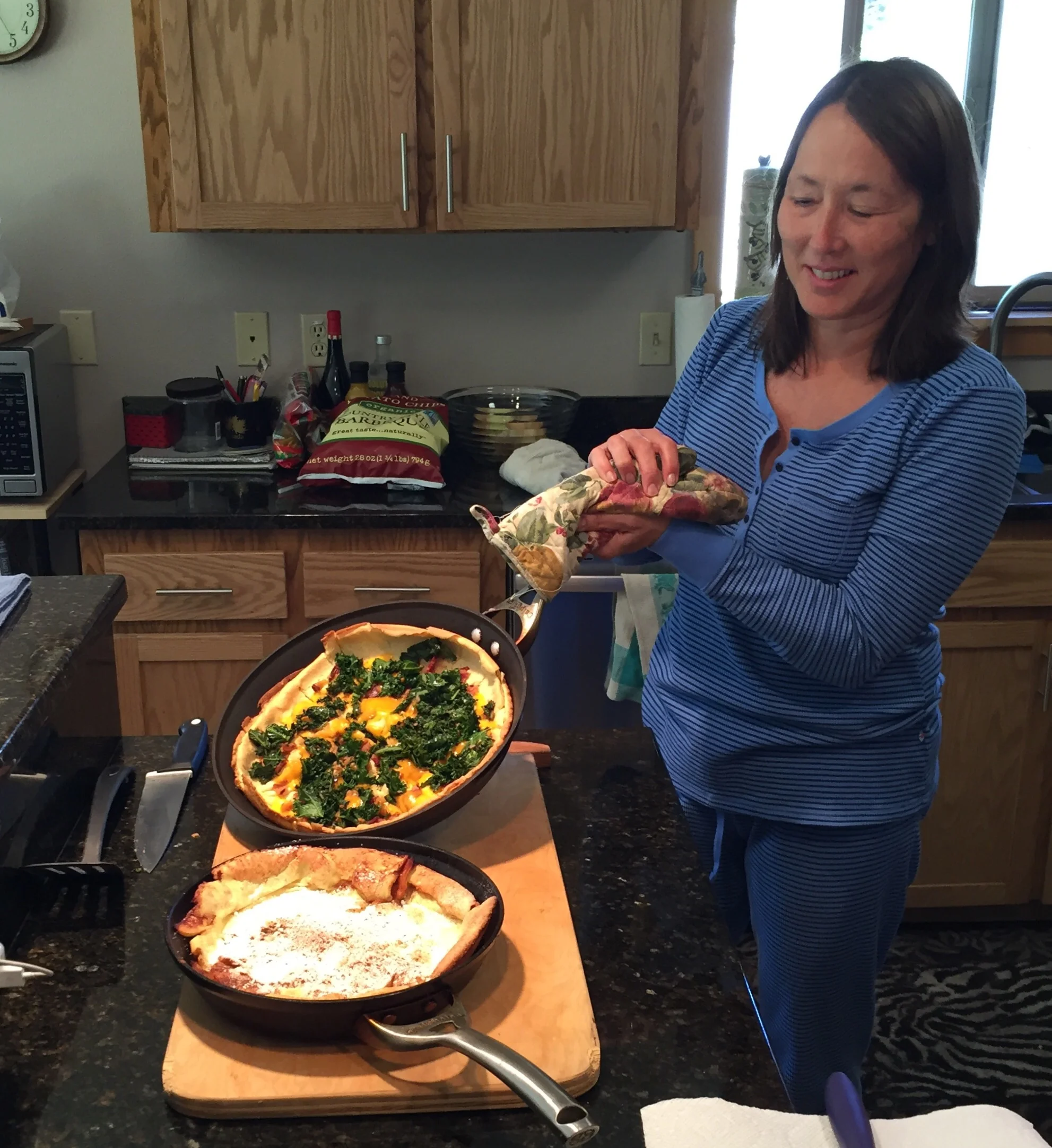 A sweet and a savory Dutch baby - both delicious!!
