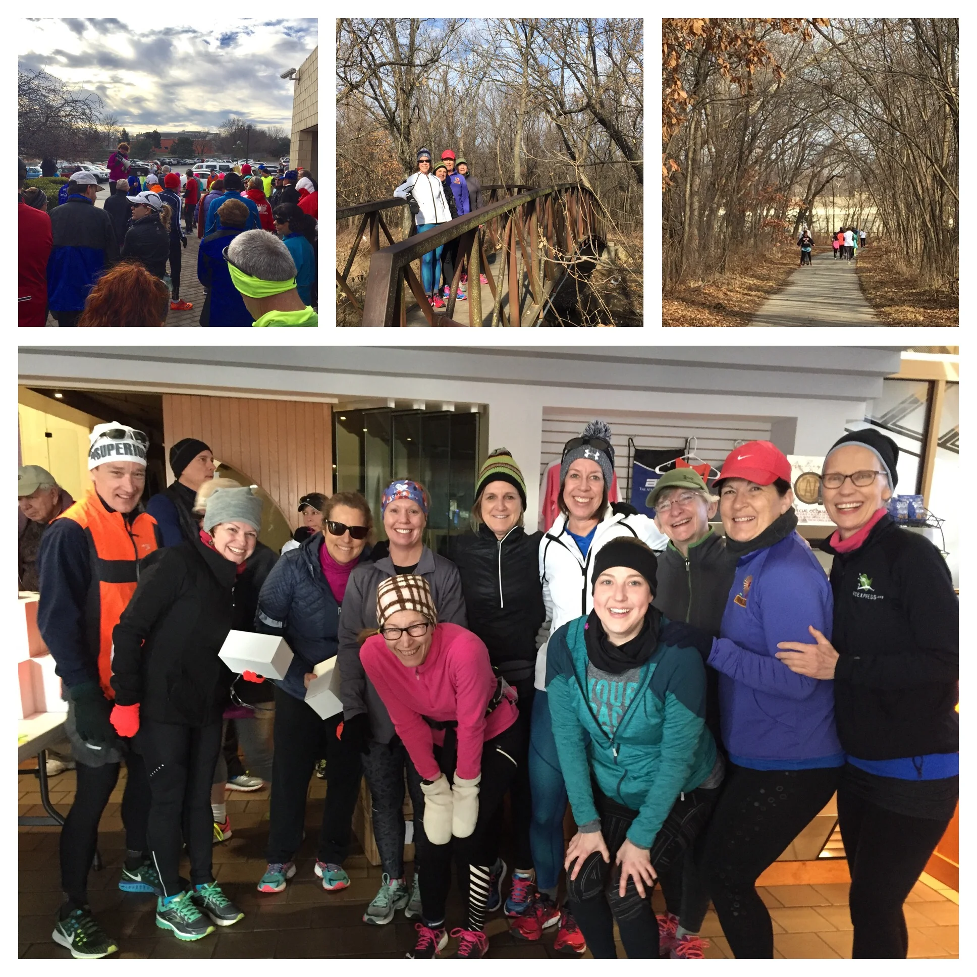 It was chilly but such a pretty course along the Indian Creek Trail. I took a picture of the girls on a beautiful bridge right at one of the water stops. 