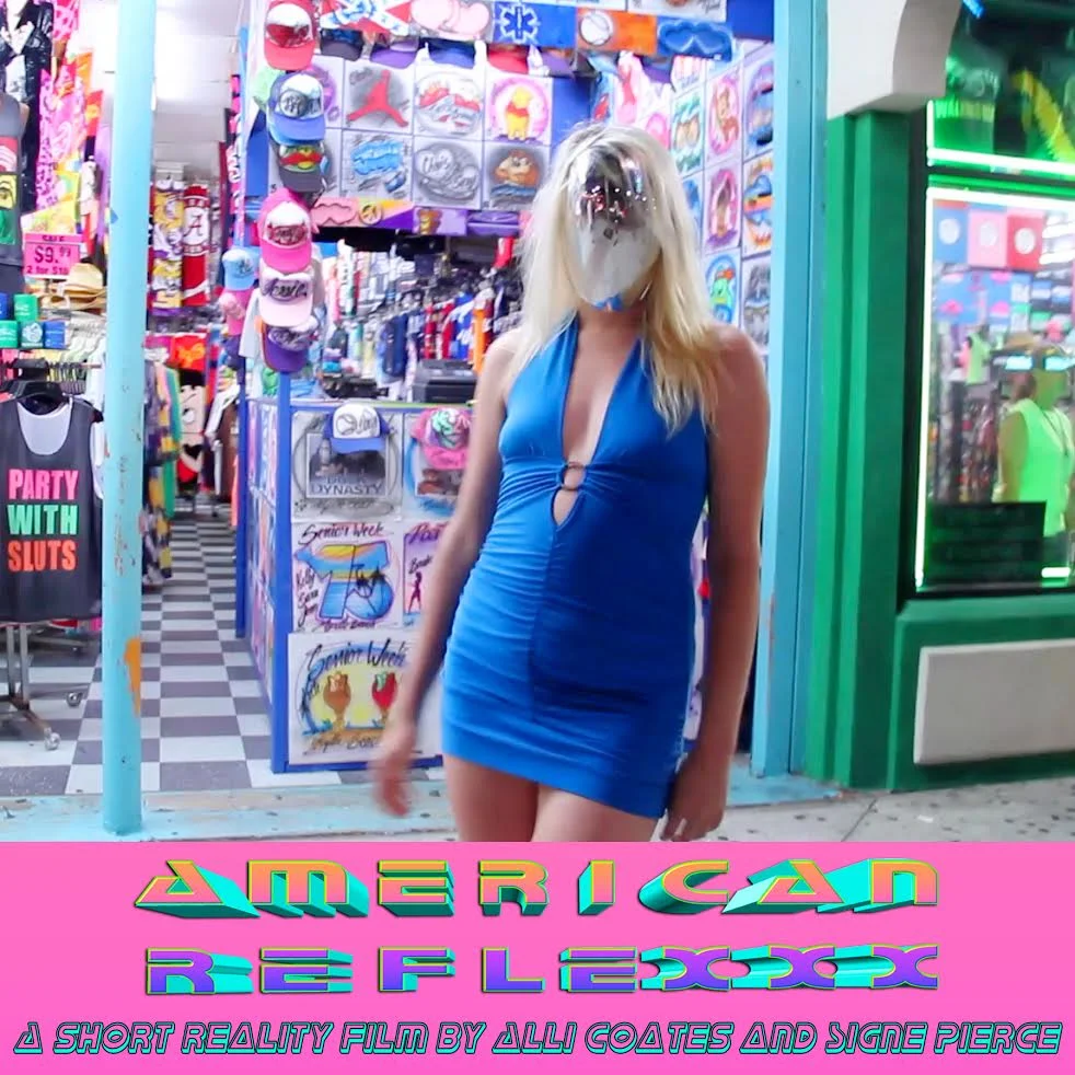 Signe Pierce American Reflexxx - January 20th, 6-9 PM January 20th - February 11th, 2018 American Reflexxx will begin its run at New Release on Saturday, January 20th from 6-9 PM. New Release is a former video rental store in Chinatown that was converted into an art gallery in 2015. In keeping with the history of the space, the interior of New Release will be filled with a lush lighting design by Signe Pierce, incorporating elements of decor that are signature to a classic video store or cinema screening room. The short film American Reflexxx (dir. Alli Coates) will be screening on a loop on a mounted television. Inviting guests to stop in on cold winter afternoons, sit on the couch and absorb the provocative film, New Release will expand from a gallery to a place where one can come to relax and enjoy a safe space whilst hopefully inspiring social and political discourse among both friends and strangers. -- Signe Pierce is a multimedia artist whose work straddles performance, photography, video, social media, light design and installation. As a self-described "reality artist", Pierce's work is inspired by the concept of reality being an artistic medium, and that an artist's life can be viewed within a similar context as an artist's work. Her work often explores multi-layered perceptions, and the ways that we discern what is considered "real" or "actual" within a burgeoning era of hyperreality and technological singularity. Over the past year, Pierce has participated in multiple performances, installations, and exhibitions, including solo shows at Annka Kultys Gallery in London and Galerie Nathalie Halgand in Vienna, an installation and performance at the Museum of Fine Arts in Leipzig, Germany, a performance at the Museum of Modern Art, and an artist's talk at Yale University. She is the star and co-creator of the acclaimed short film, American Reflexxx , which has received multiple awards and has been screened in over 15 countries .