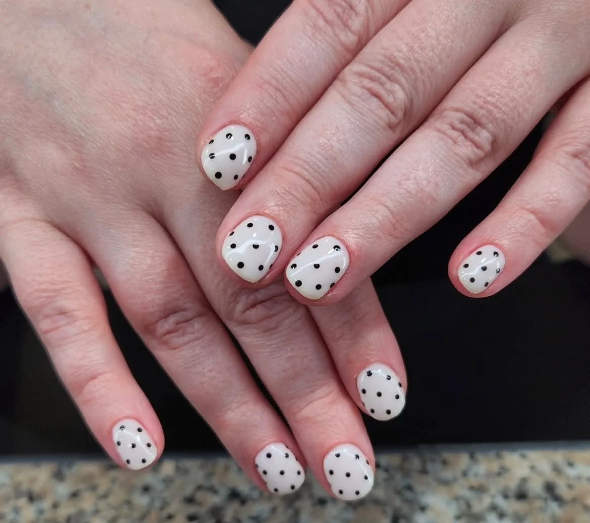 We heard polka dot nails are the new french tip? 👀 

We're obsessed with this classic, yet trendy nail design 😍

Nails by: @sels.nailss 
Structured Manicure + Tier 1 Nail Art