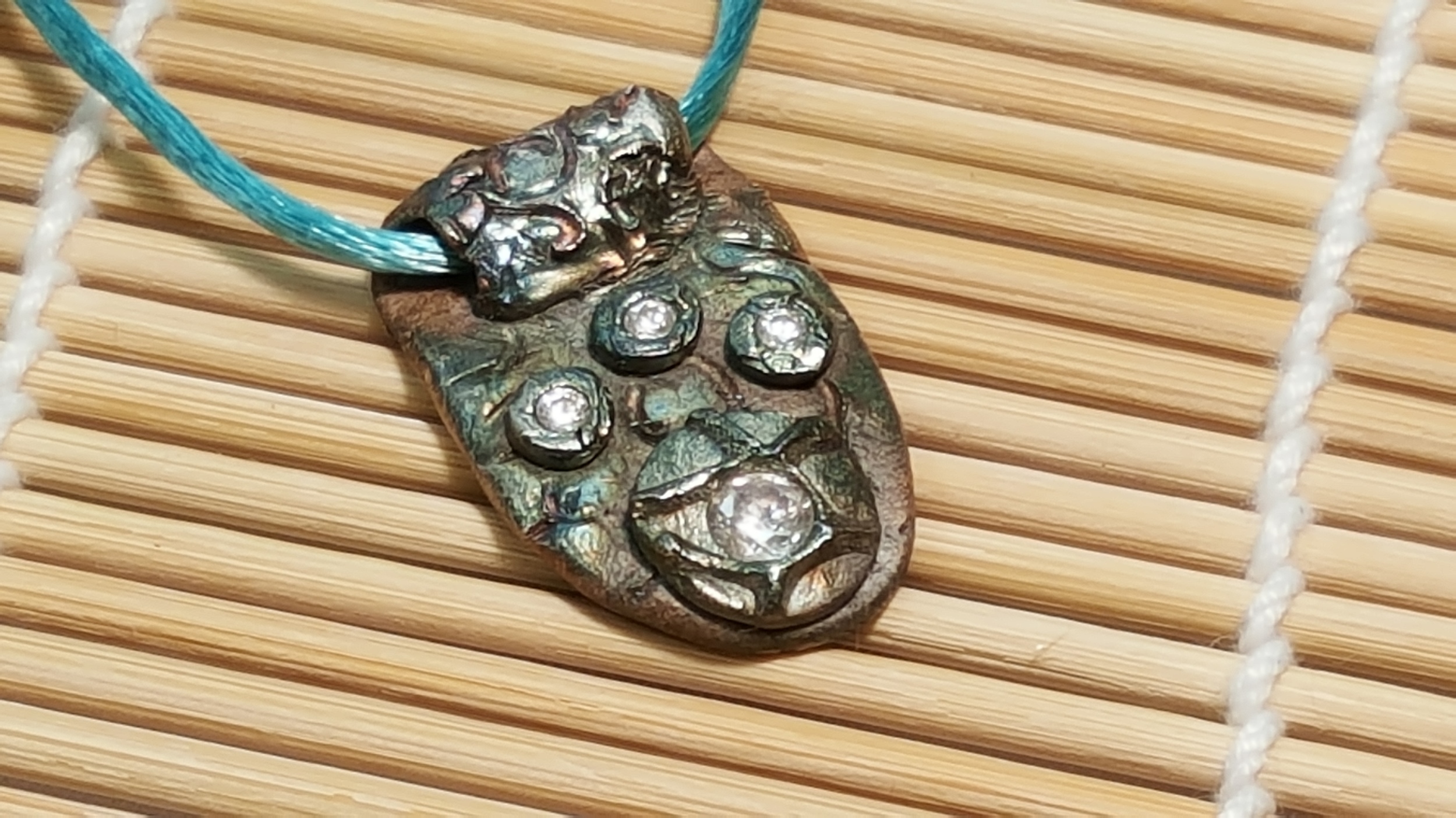 Silver Clay Necklace with gorgeous patina