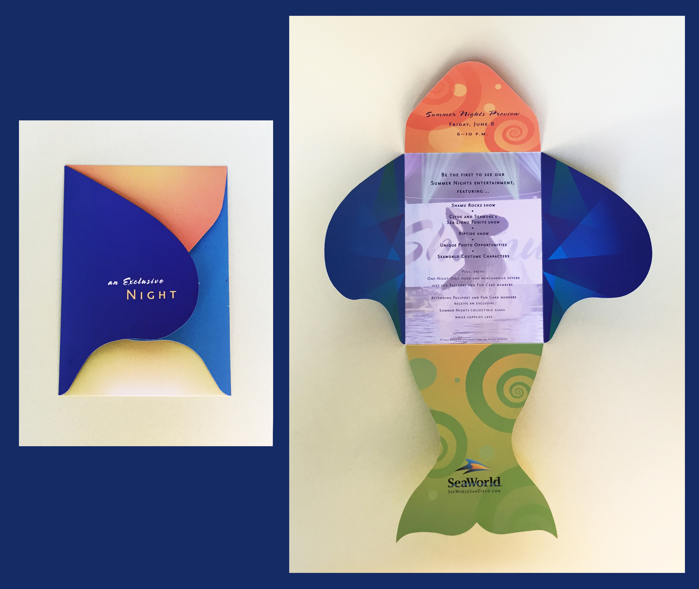 Seaworld: Summer nights event invitation Agency: LCDA Designer: Carey Gerwig Jones