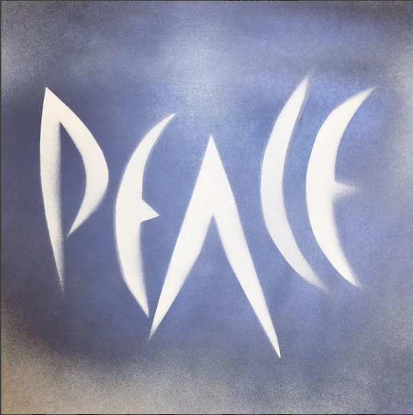 Peace 1: from a series of explorations of "peace". Spray paint.