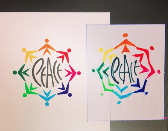 Peace 1: from a series of explorations of "peace". Sketch to digital art.