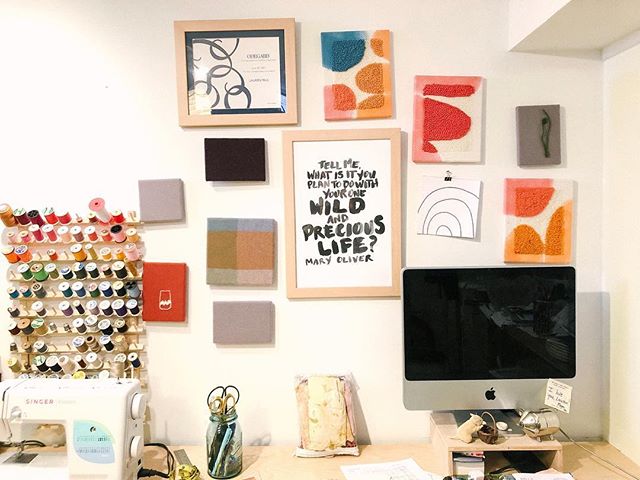 The studio is patiently waiting for me... #artiststudios #inthestudiotoday #madisonmakers #midwestmakers #fibreartist #fiberarts #punchneedleart  #punchneedleartist #happycreativelife #carveouttimeforart #favoritequotes #handmadeisbestmade #wisconsin