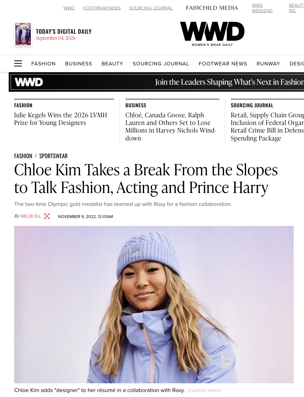 WWD : ROXY x CHLOE KIM