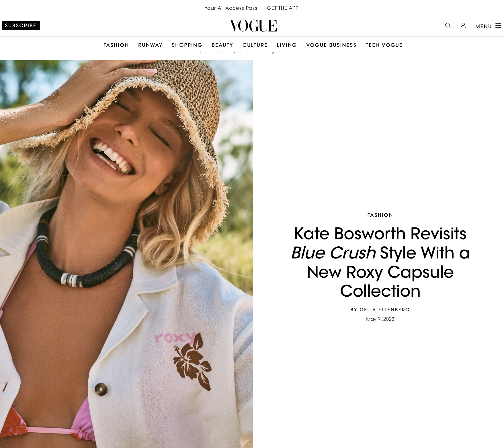 VOGUE : ROXY x KATE BOSWORTH