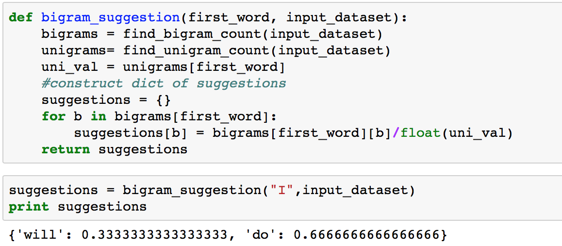 Workflow continued: Suggestion, prediction text