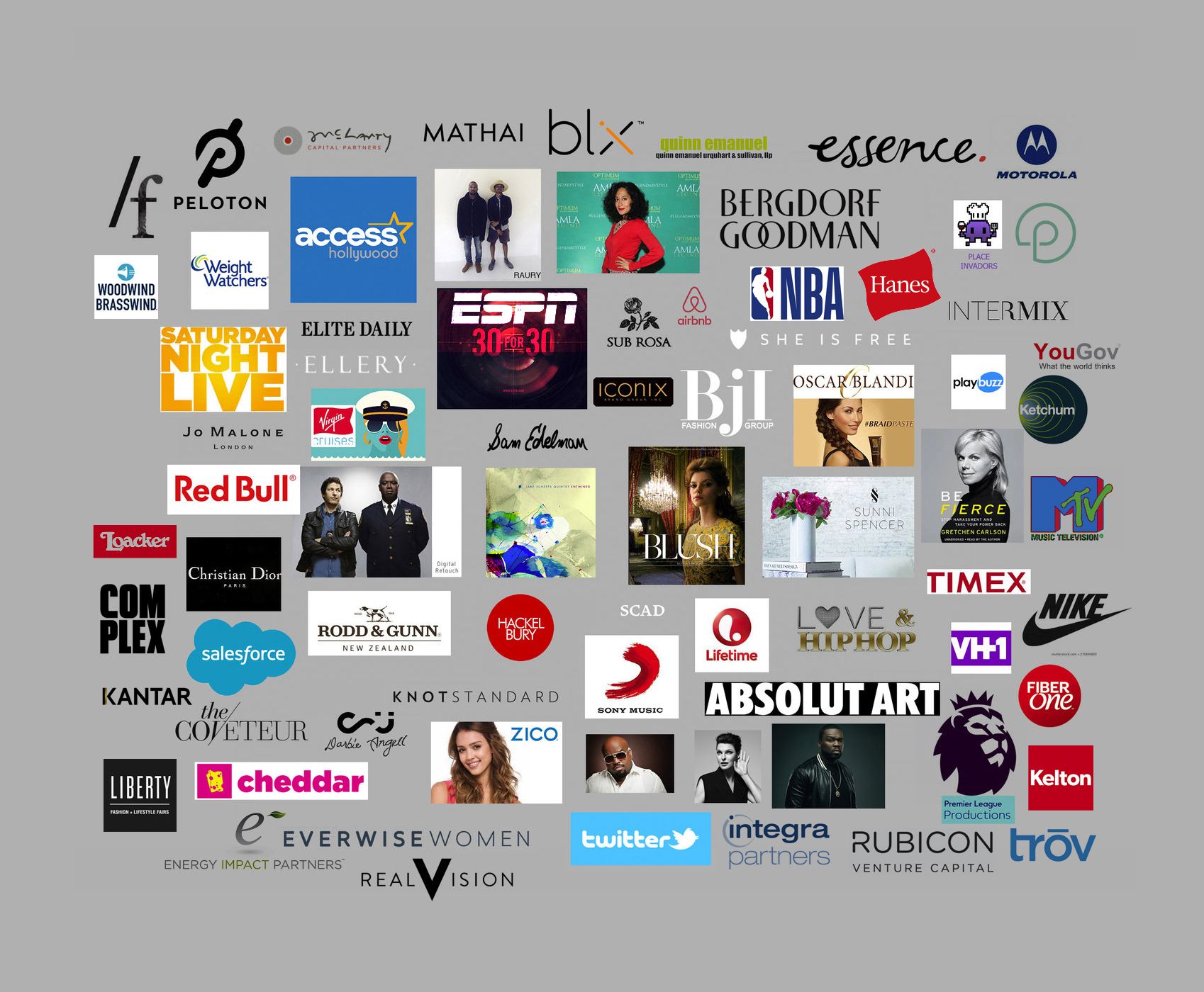 Studio Clients: Christian Dior, Absolute Art, Red Bull, Twitter, SNL, VH1, Virgin, 50Cent, Zico, ESPN, InterMix, Peloton, Sony, Timex, Motorola, Twitter, Access Hollywood...