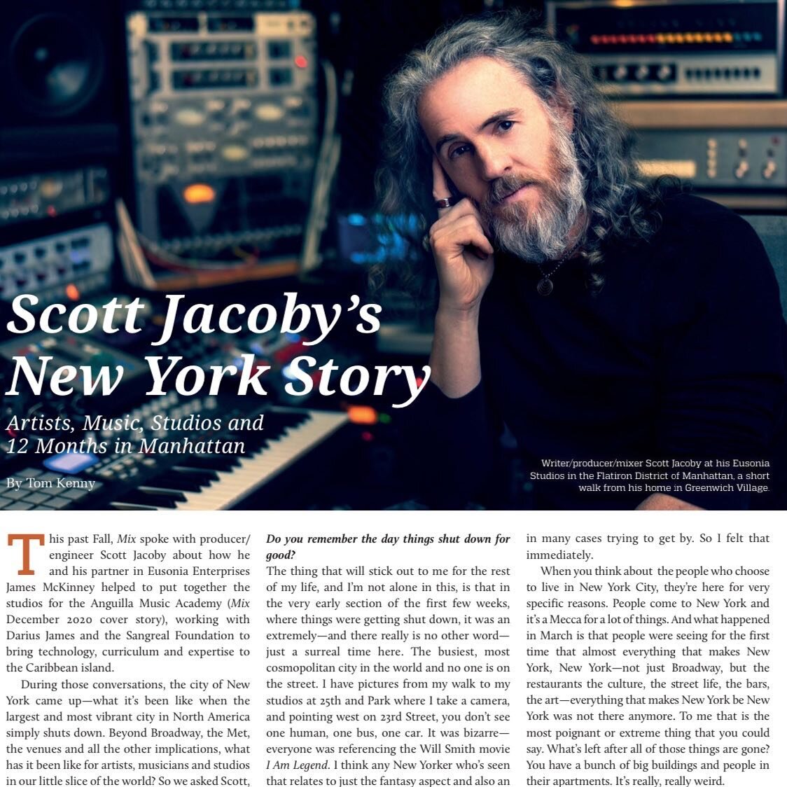 My lasted published image in #MIX magazine out now .. this #portrait is of multi #Grammy Award-winner, #ScottJacoby (aka SCOJAC), he is a #Writer, #Producer, #Engineer, #Mixer, #Musician and friend. His work has garnered him countless nominations and