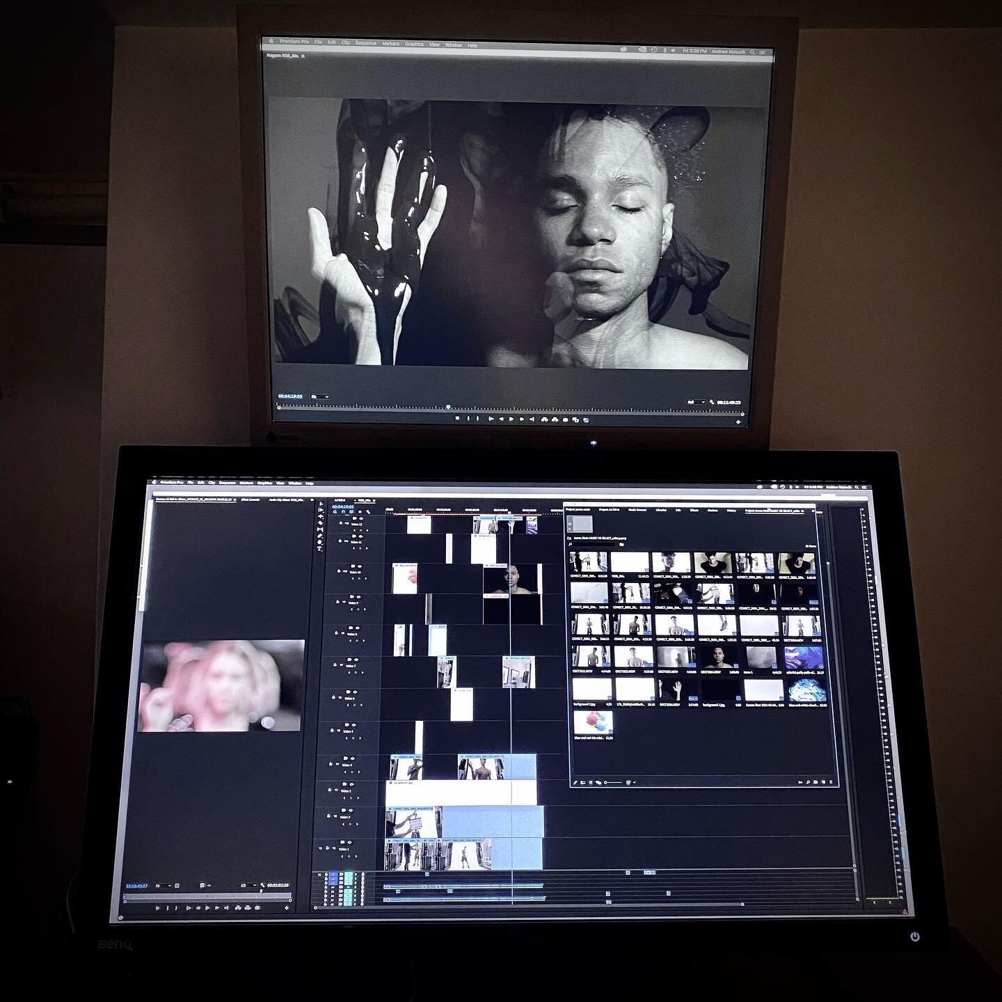 #multitasking : almost all my computers at work today in my studio ... 1) co/ #editing two music videos I #directed 2) loving doing my #photoshop #photography work for my #art site with dual 30&rdquo; monitors that rule over the newer monitors for re