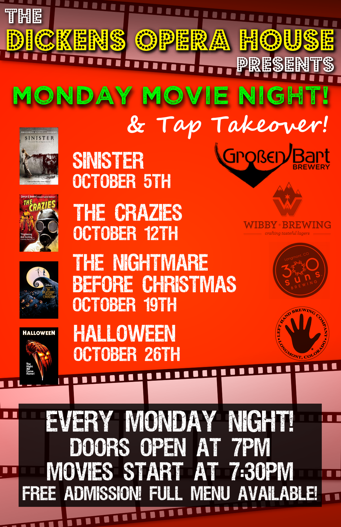 Movie night & Tap Takeover at the Dickens Opera House