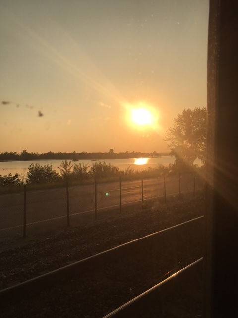  Particularly stellar sunset over the Mississippi River-no filter, that's just a dirty train window 