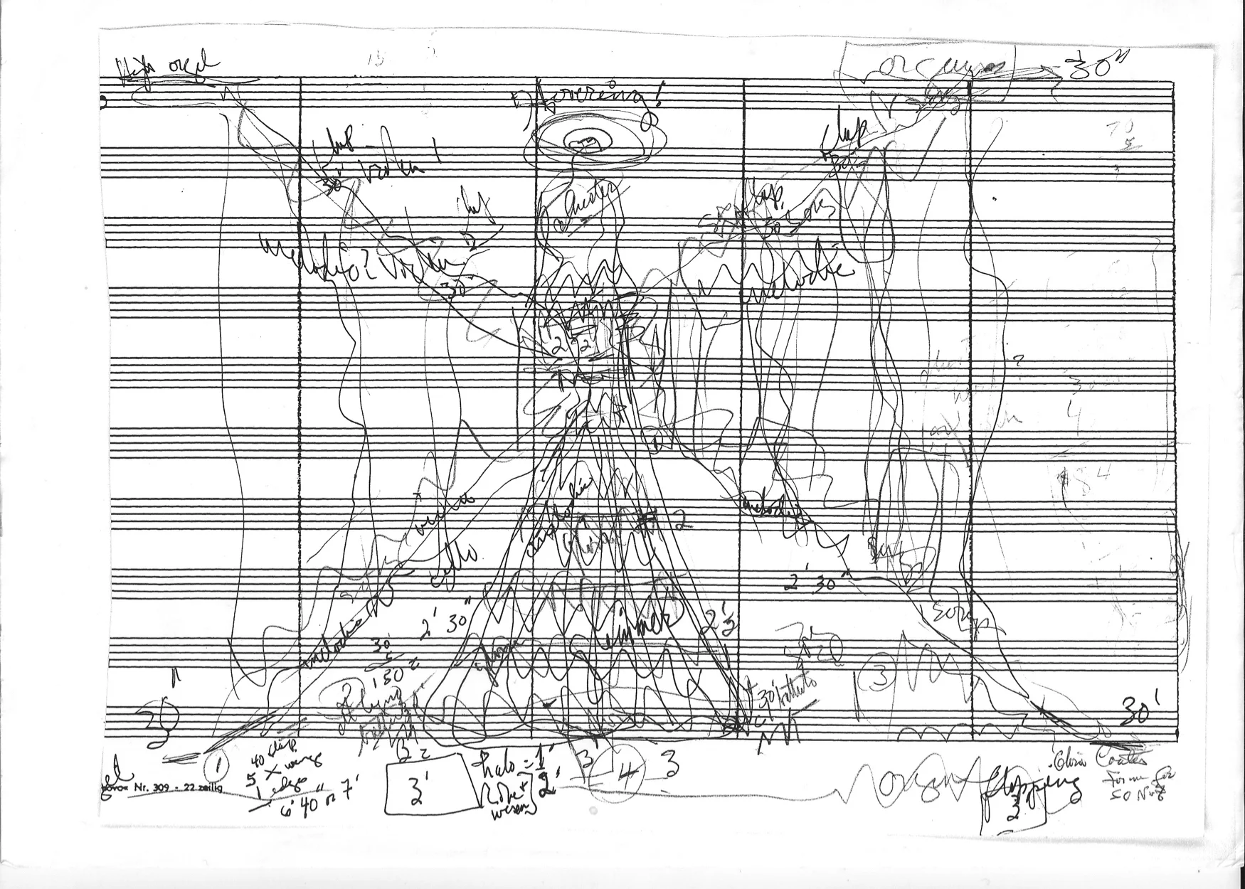 A pre-composition sketch by Gloria Coates
