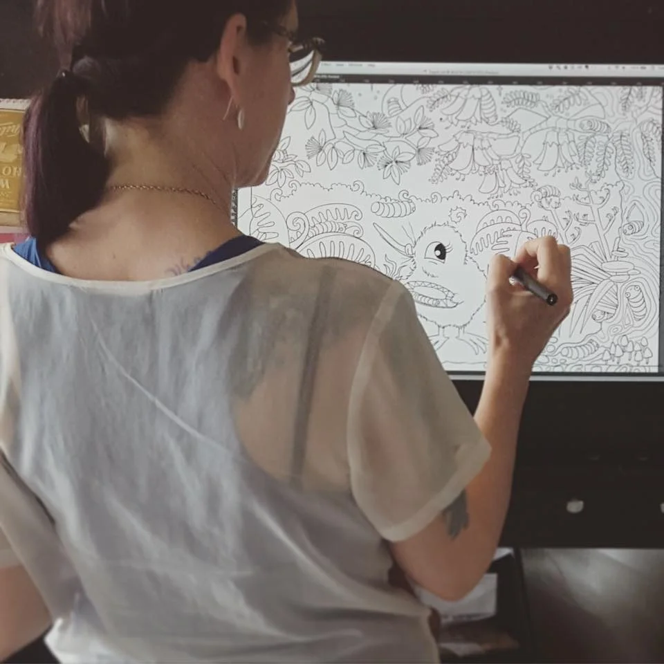 Kat working on her Intuos Cintiq