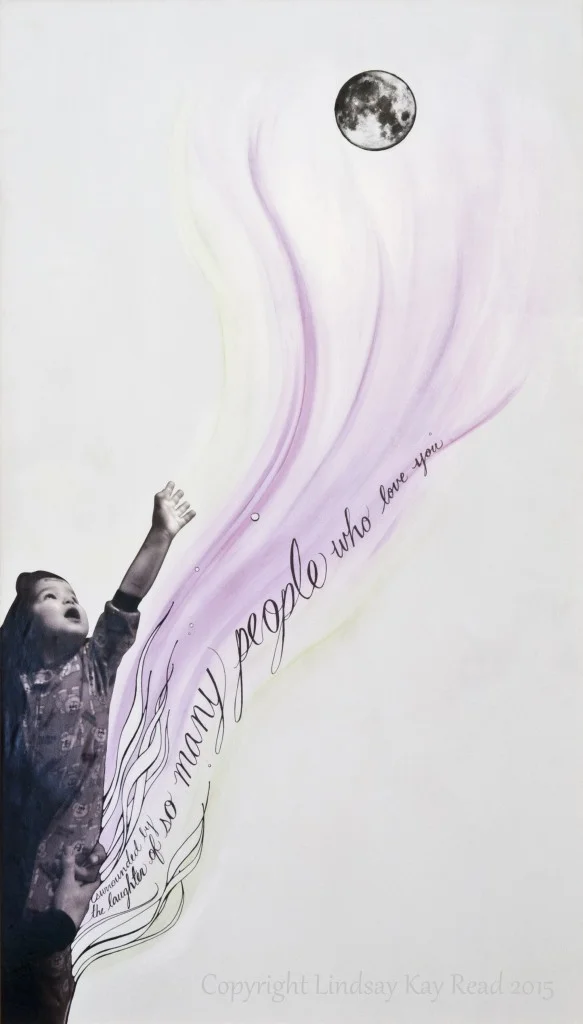 Ella and the Moon - mixed media, 2014