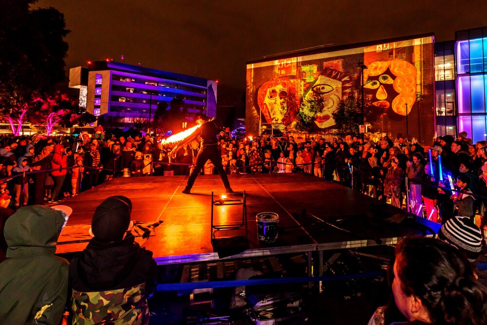 Workshops, artist facilitation &amp; large format projection for @humecitycouncil Hume Winter Lights Festival 2023, featuring artworks by @brendanhuntley, @peacefender, @teenamoffatt, @lisabucklandart, @hume.youth, @campbellfieldheights, Oznur Ates a