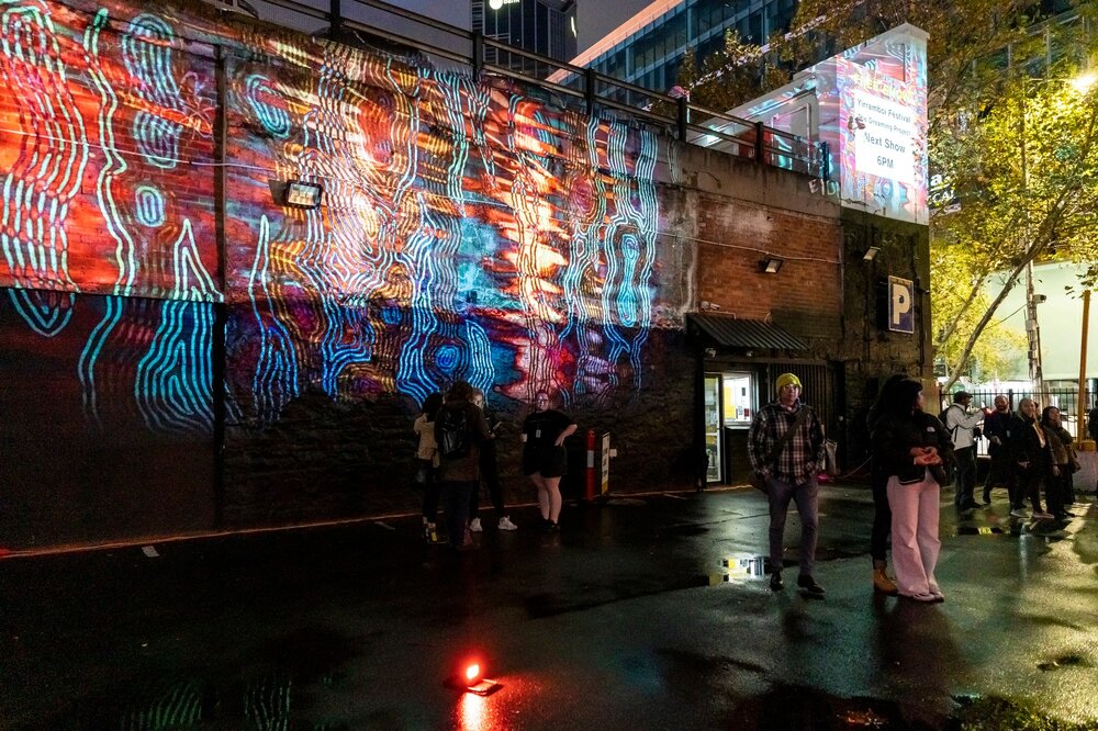 Projection design and facilitation for @the_dreamingproject &amp; @yirramboi 2023, featuring artwork by @koorroyarr. Look out for future iterations. Photos by @tjgarvie