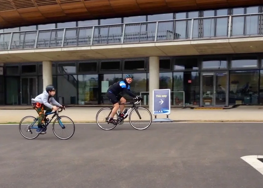Zac and Robbie battling it out in the race to the finish line
