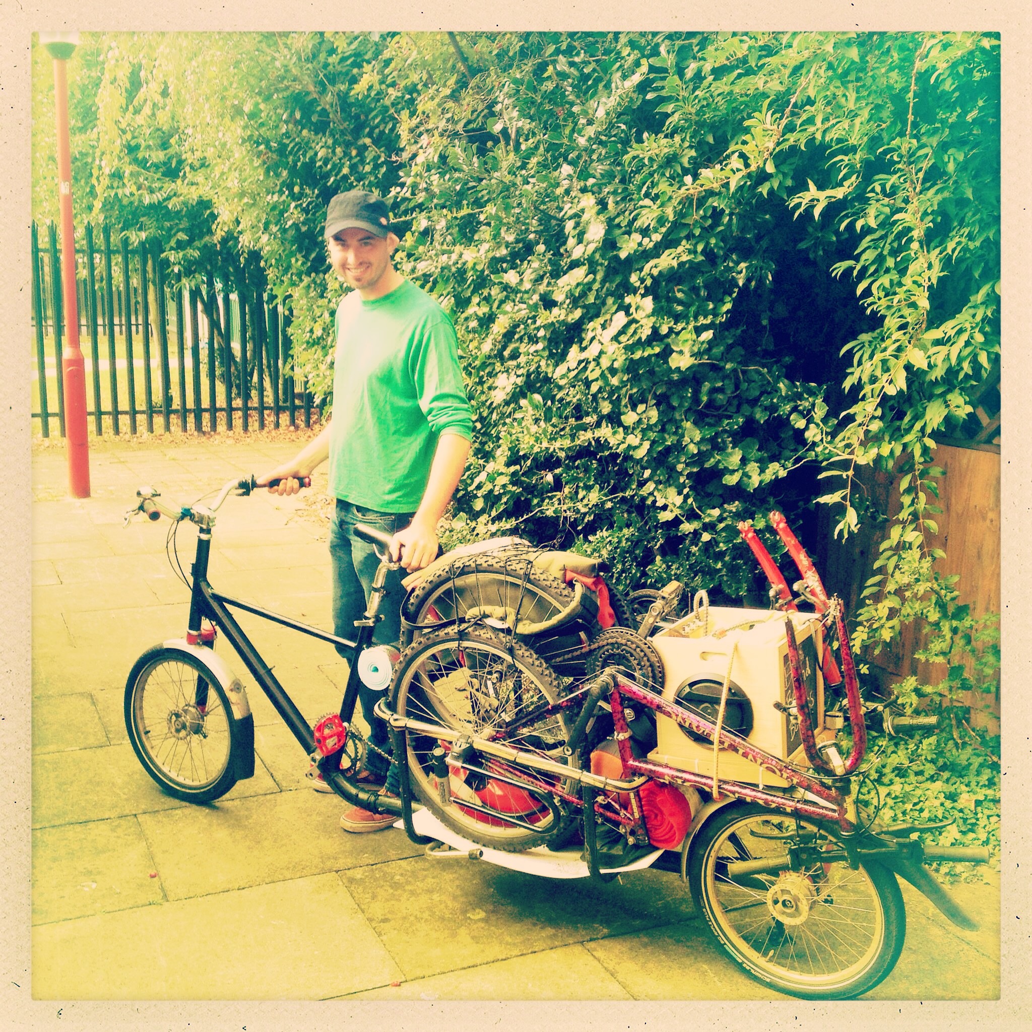 Dan Harris with the cargo bike he rode all the way from Norwich to Calais
