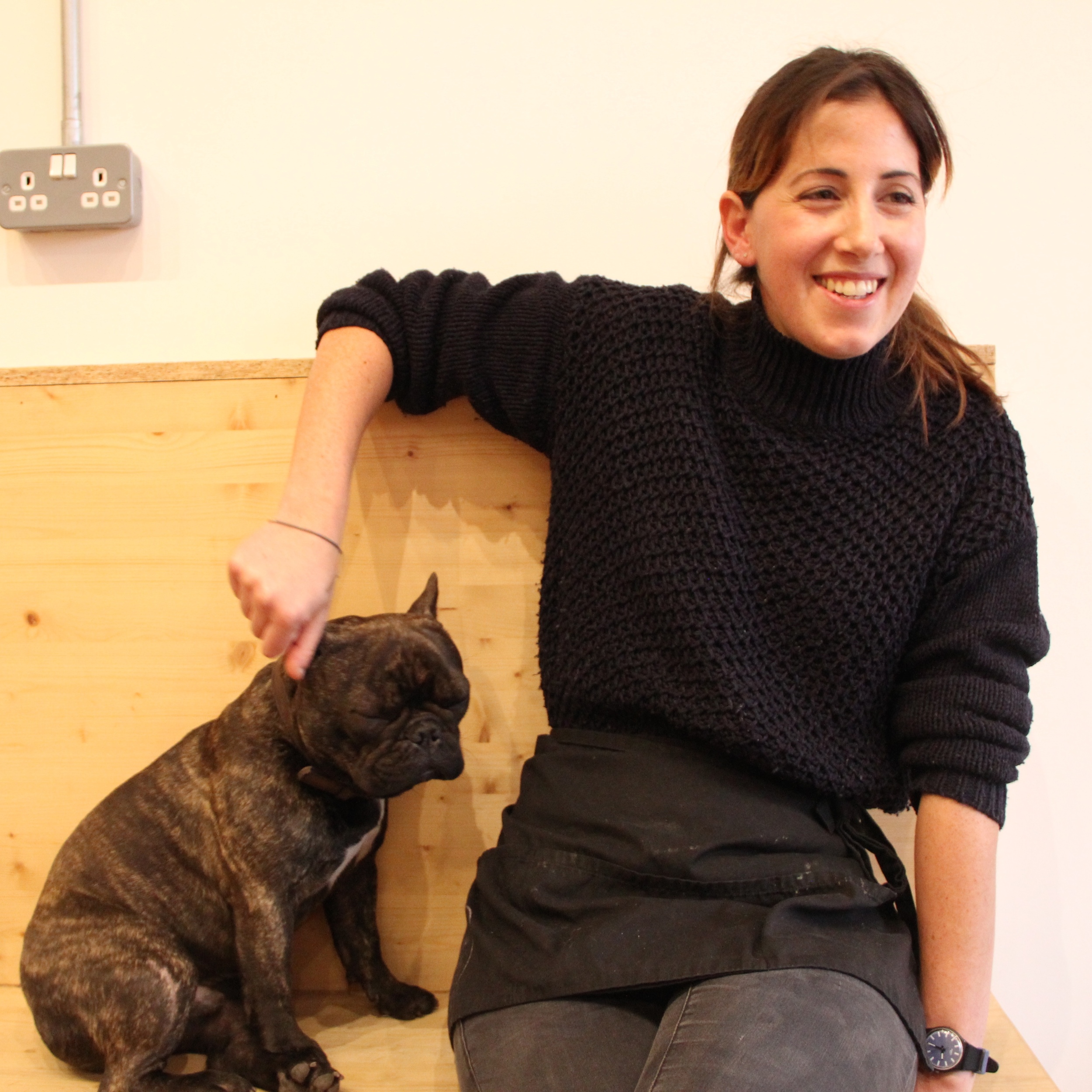 Owner Sophie McMillan who runs the cafe with help from her French bulldog Maurice