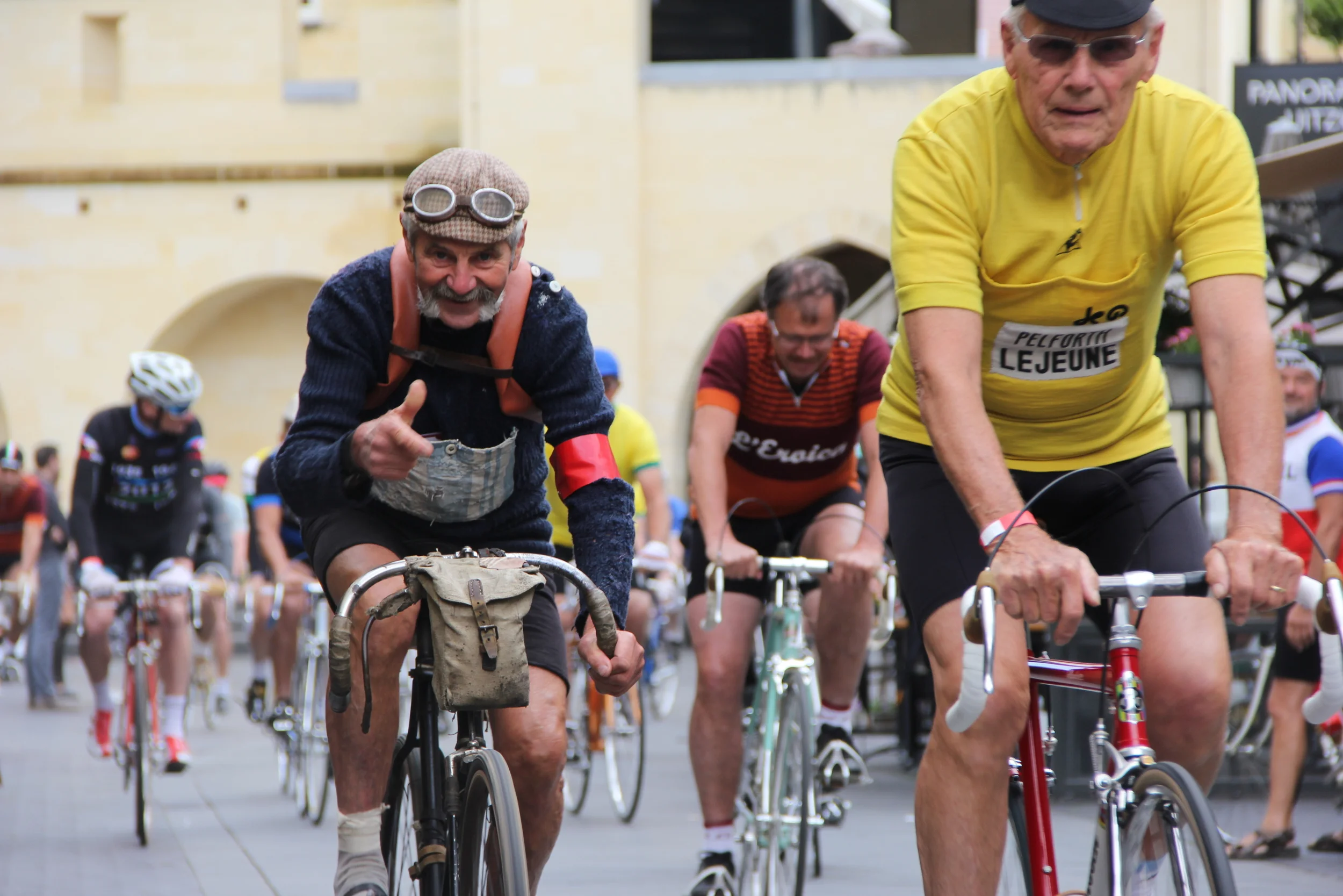 Luciano Berruti, Giancarlo Brocci and Jan Jannsen at the start of Eroica Limburg