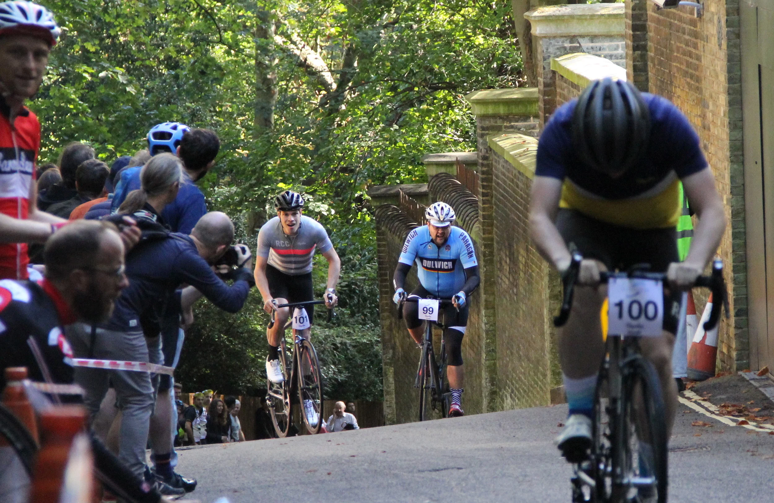 Rider 101 overtakes No. 99 with with No. 100 in his sights