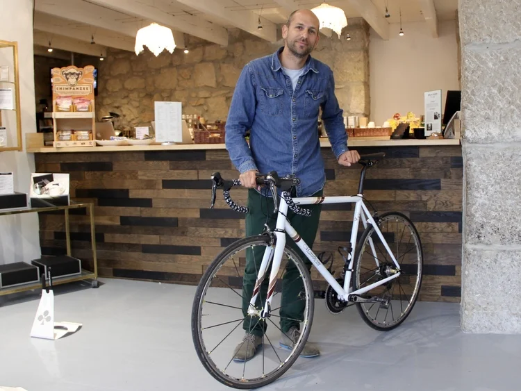 Rémi, founder of Café du Cycliste at his headquarters in Nice