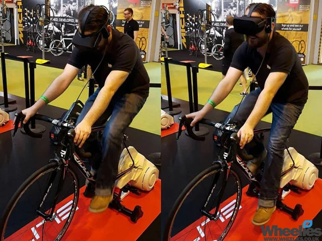 zwift and elite virtual reality turbo trainer