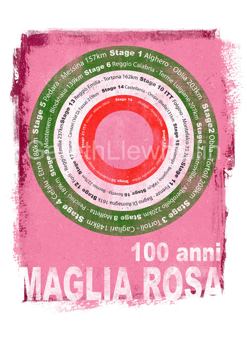 Gareth Llewhellin's limited edition, signed prints mark the 100th Giro d'Italia (available form the Ride Velo shop for £30)