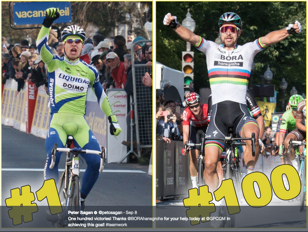 From his first to his hundredth win