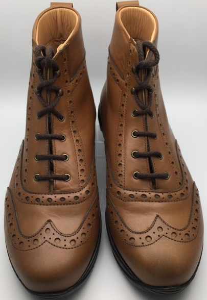 SPD Cycling Brogue Boot in caramel leather