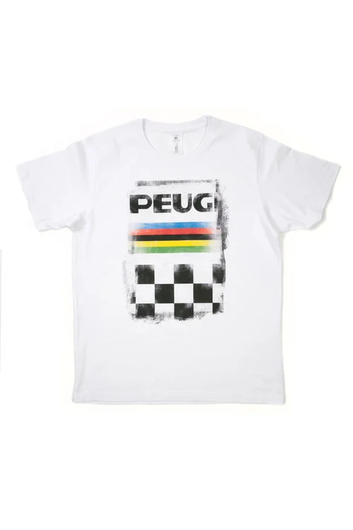 Ride Velo's Peugeot T-shirt is an original and exclusive design by Gareth Llewhellin