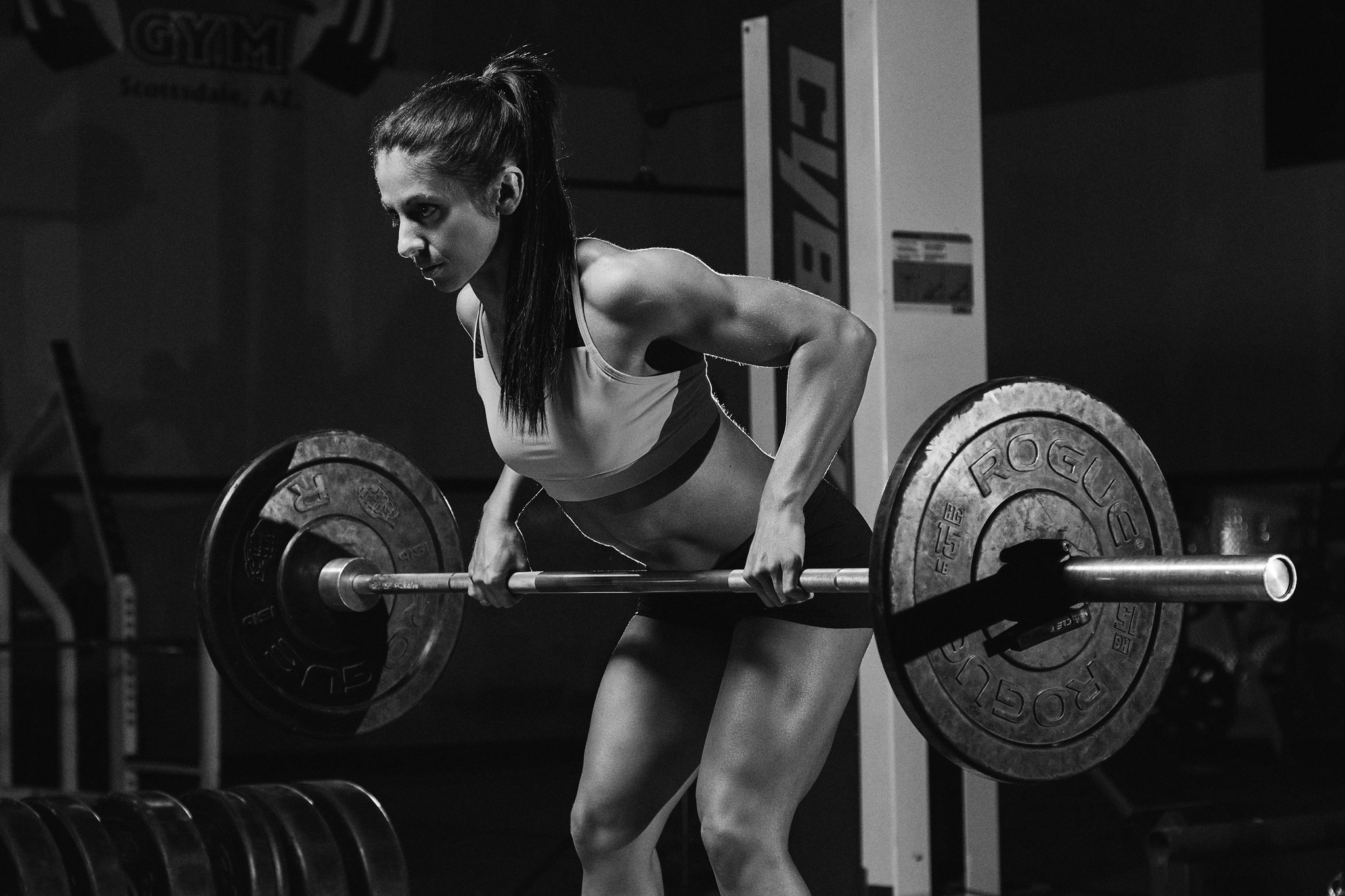 Fitness Competitor Photoshoot - barbell row - April Bleicher