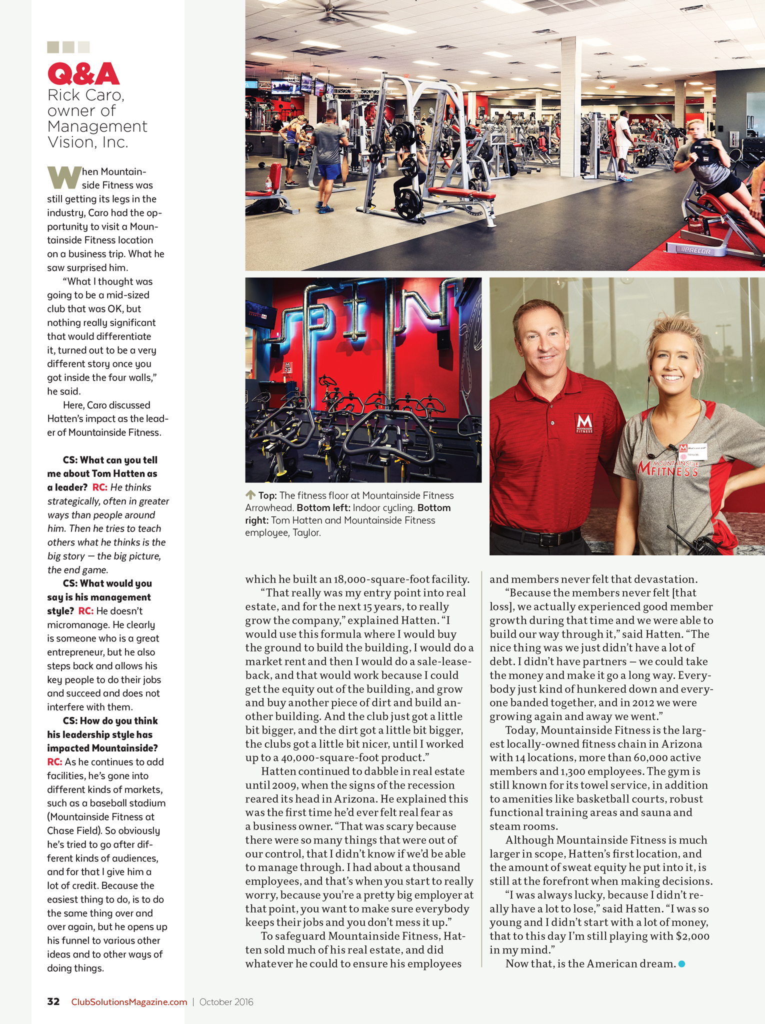 Club Solutions Magazine - Mountainside Fitness Tom Hatten - Gym Owner