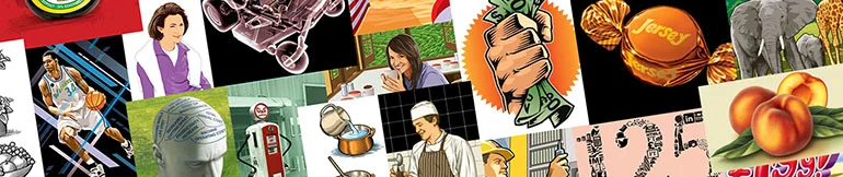 montage of illustrations by Illustrator Gary Bullock
