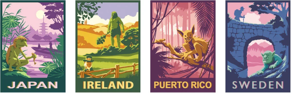 poster images by travel poster illustrator Gary Bullock