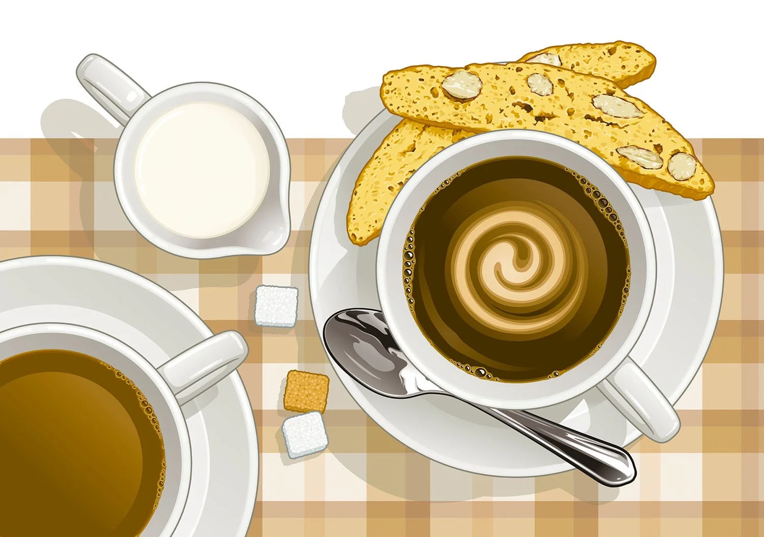 vector illustration of a cup of coffee and cream