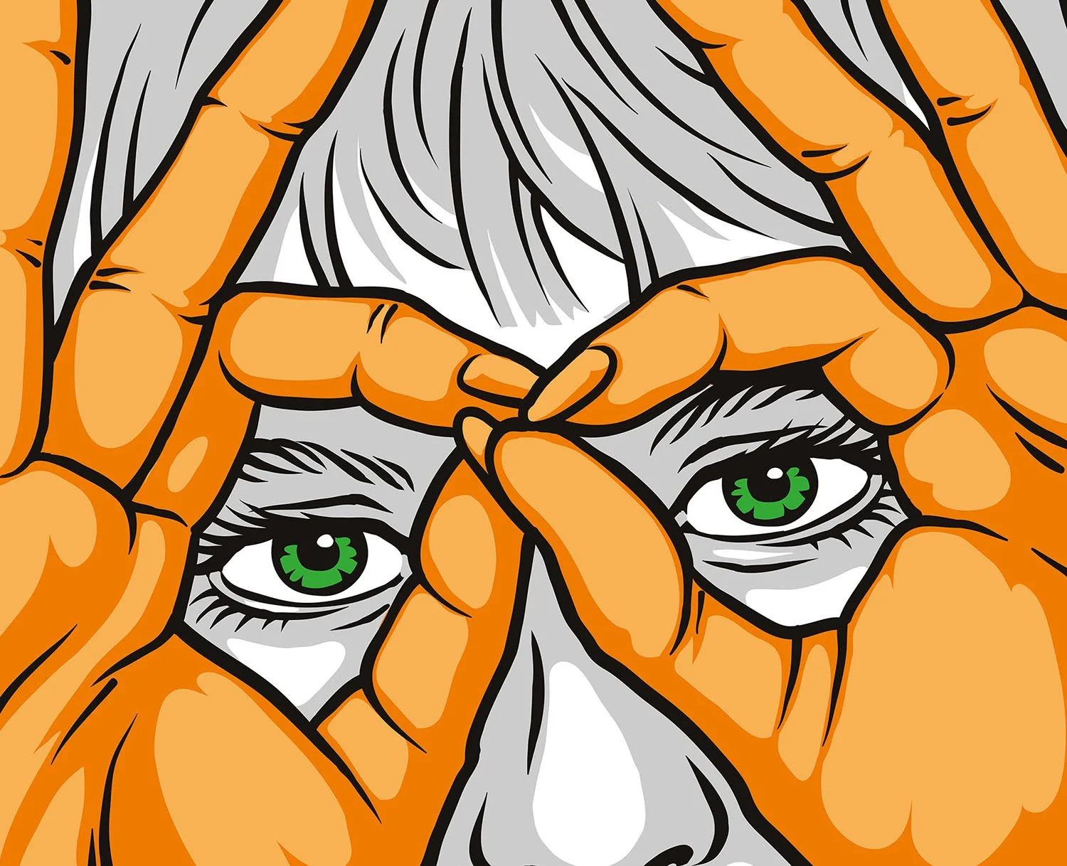 graphic vector illustration of a face and hands