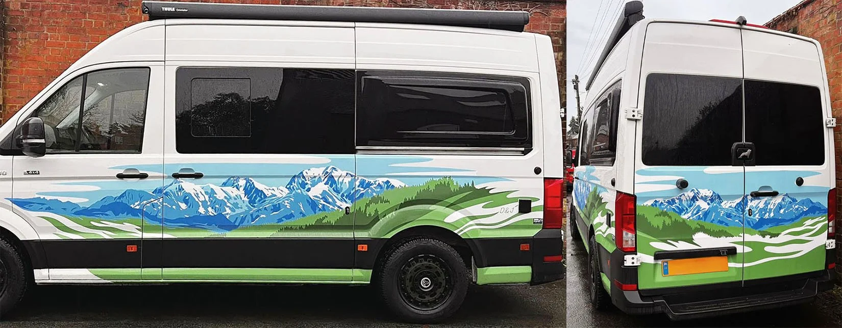 graphic mountain range camper van decal
