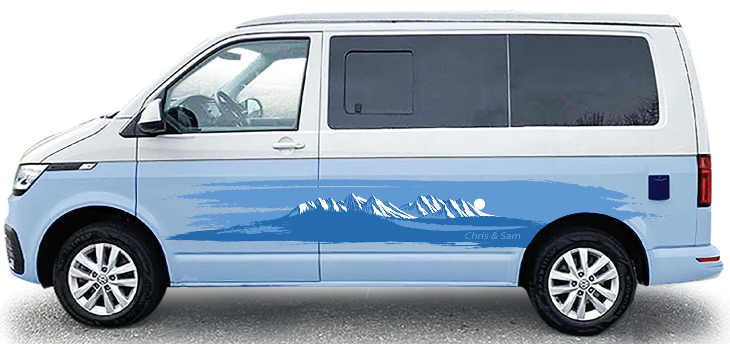campervan decal blue mountains